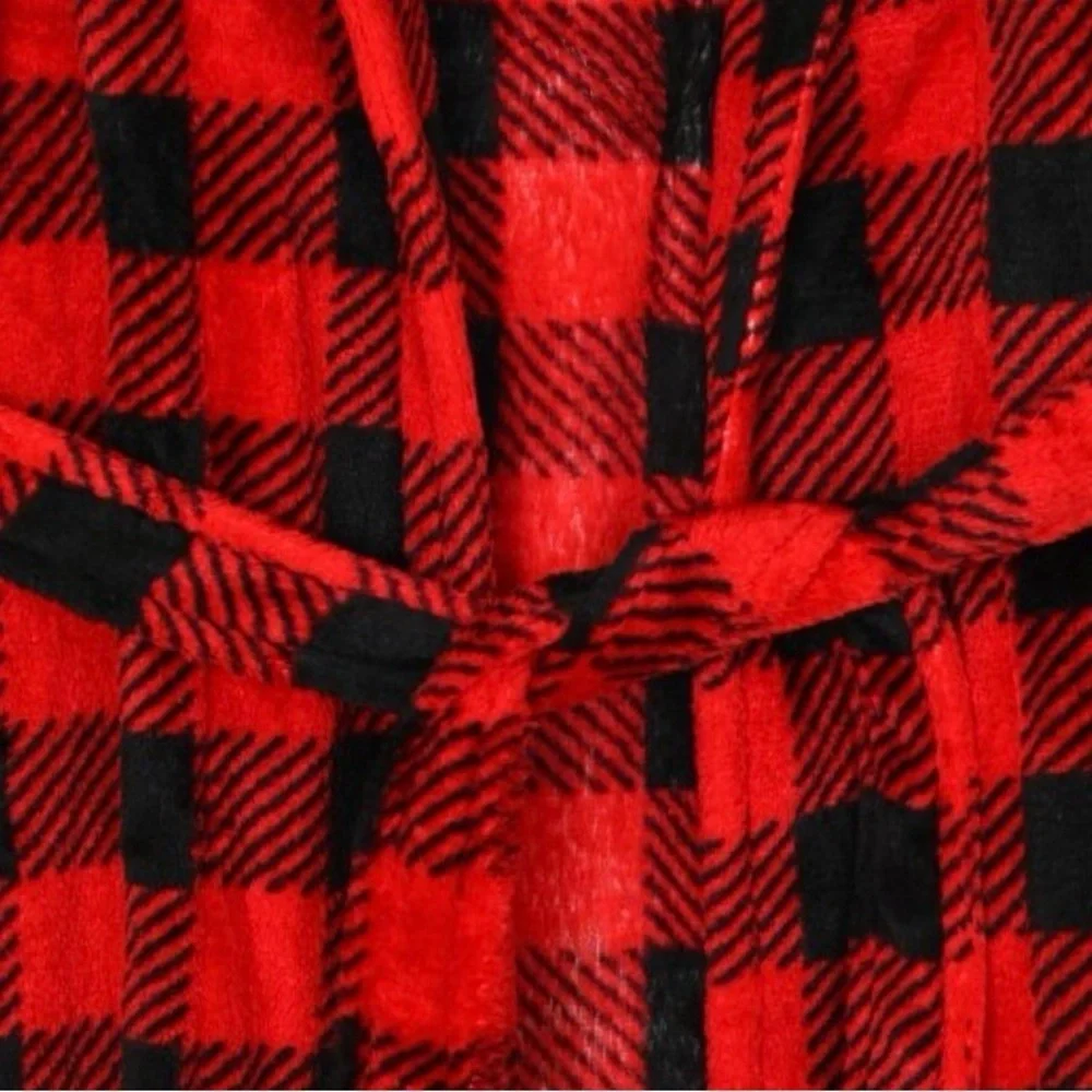 WONDERSHOP OEKO-TEX FLANNEL FLEECE ROBE - RED/BLACK SIZE 4 (NEW WITH TAGS)